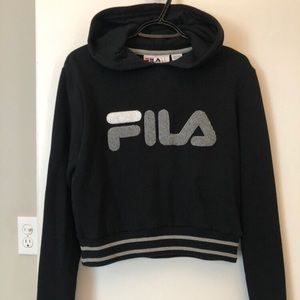 black womans fila cropped hoodie